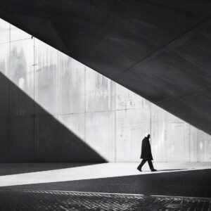 Silent Walker in Concrete Shades