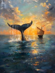 Whale Leaping at Puesta de sol