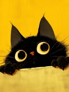 Curious Pequeño Black Cat