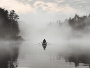 Solitary Barco in the Mist