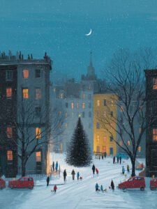 Christmas Square in the Snowy Noche