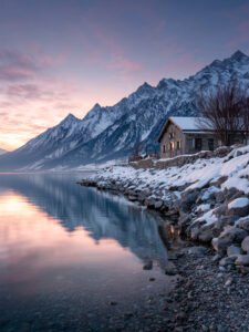 Crepúsculo en la Orilla Nevada