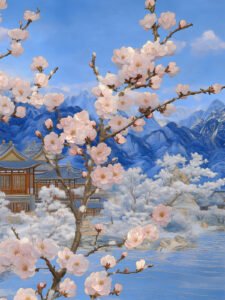 Flores Reflejadas en las Aguas de Primavera