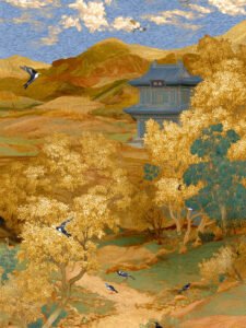 El templo entre los bosques de otoño