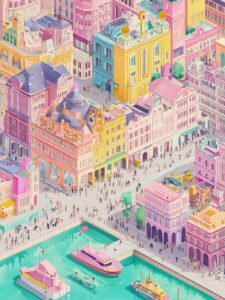 La Ciudad Colorida junto al Agua