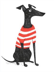 ‌Sombra Elegante del Perro Negro · Moda a Rayas