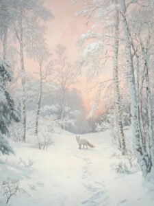 ‌‌La sombra del zorro en el bosque nevado: Un reino sereno