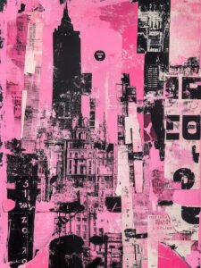 ‌Impresión urbana en tonos rosados