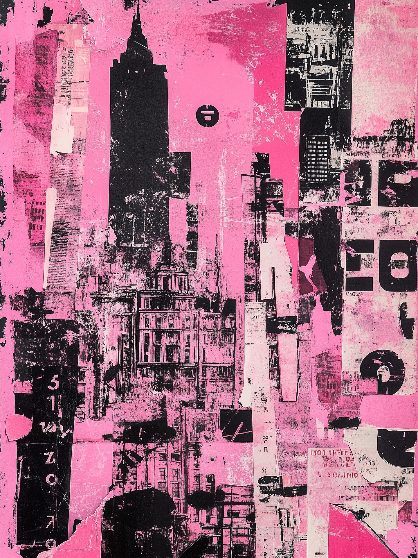 Impresión urbana en tonos rosados