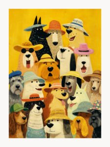 Fiesta de Vacaciones de Perros Tiernos