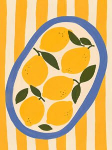 Limones en Plato Azul
